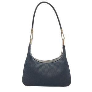 Gucci shoulder GG canvas Black leather hobo bag
